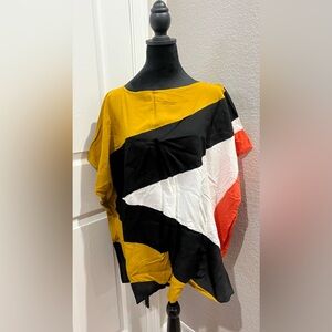 SYLCA Hand Painted Art-to-Wear SAHARA DESERT MUSTARD BLOUSE SIZE O/S